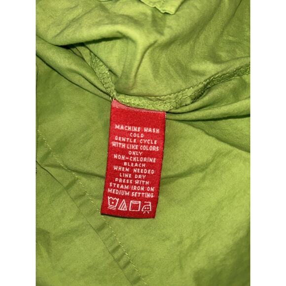 A Line Women’s Sz. 10 Green Roll Up Sleeves Blouse. Cute, Fun - Picture 6 of 9